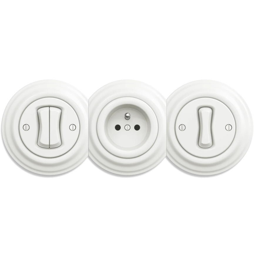 Kliklap - Presa di corrente vintage SCHUKO 230V/16A bianco