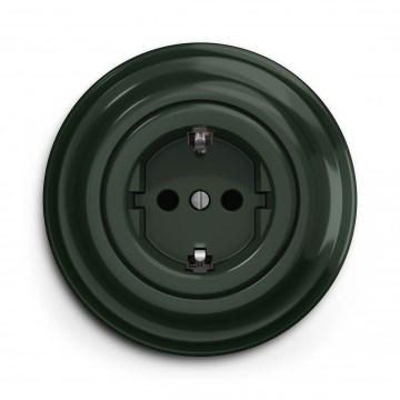 Kliklap - Presa domestica a parete in stile retrò con placca SCHUKO 230V/16A, verde