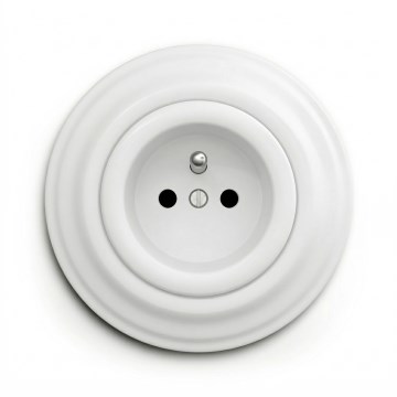 Kliklap - Presa domestica in stile retrò con cornice 230V bianco neve