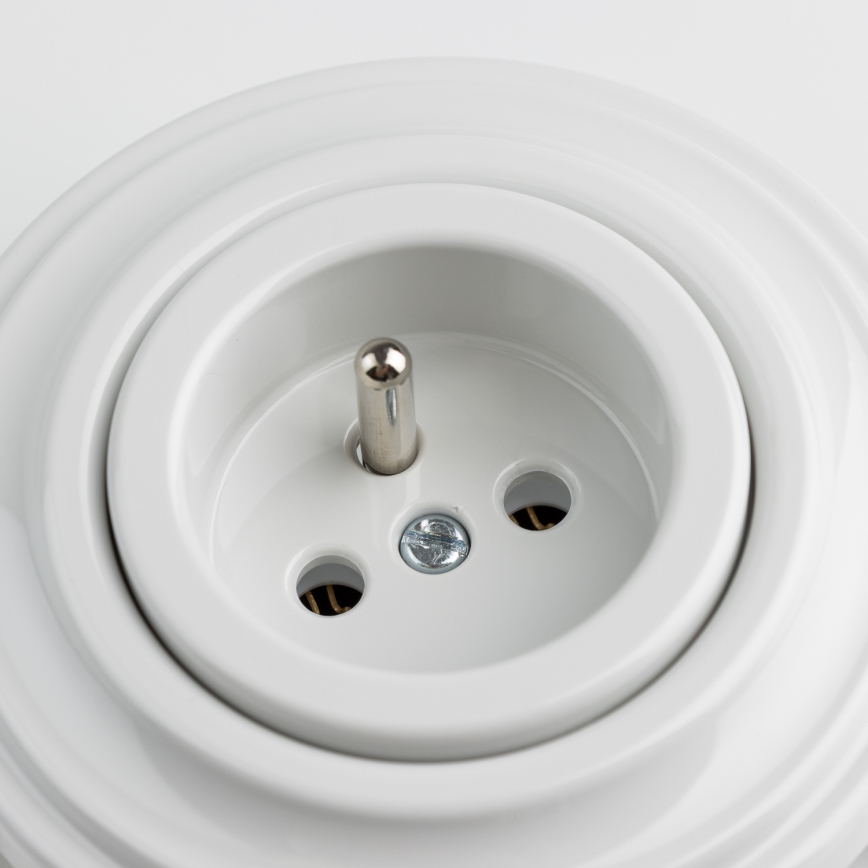 Kliklap - Presa domestica in stile retrò con cornice 230V bianco neve