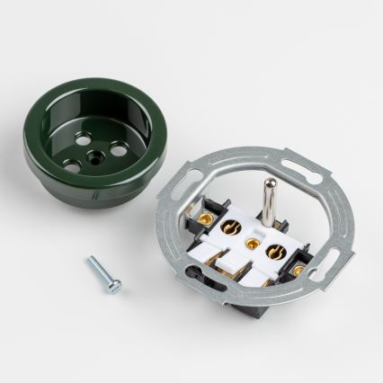 Kliklap - Presa domestica in stile retrò con cornice 230V verde