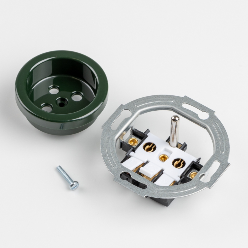 Kliklap - Presa domestica in stile retrò con cornice 230V verde