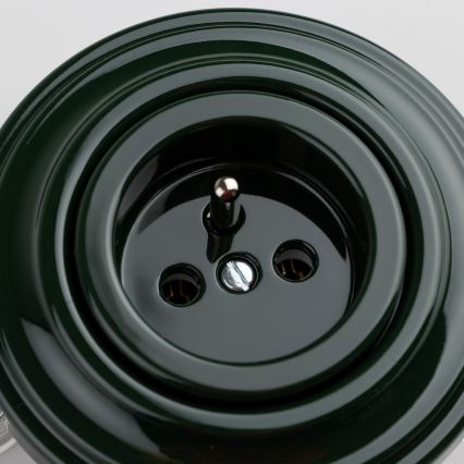 Kliklap - Presa domestica in stile retrò con cornice 230V verde