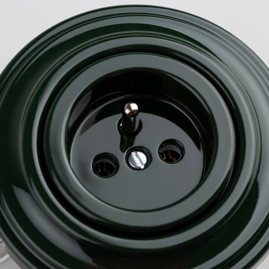 Kliklap - Presa domestica in stile retrò con cornice 230V verde