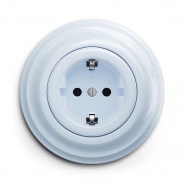 Kliklap - Presa domestica in stile retrò con cornice SCHUKO 230V/16A, blu