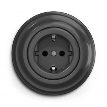 Kliklap - Presa domestica in stile retrò con placca SCHUKO 230V/16A antracite