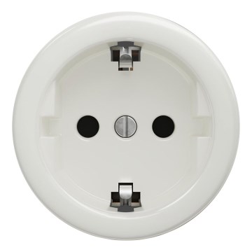 Kliklap - Presa domestica in stile retrò SCHUKO 230V/16A senza placca, in ceramica bianca