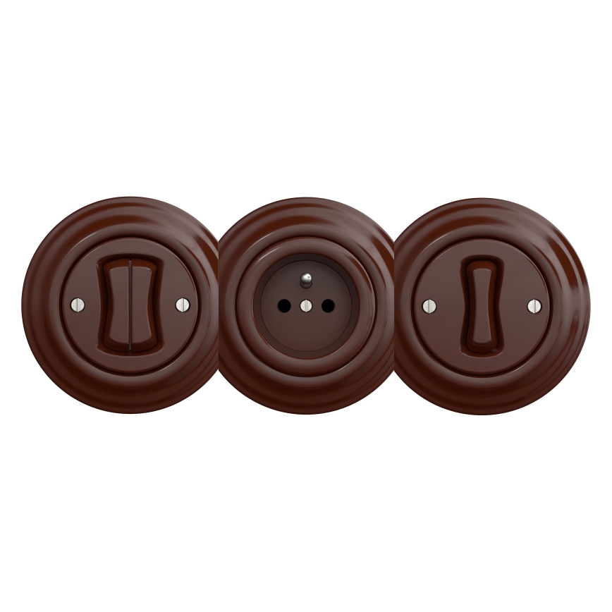 Kliklap - Presa domestica in stile retrò senza placca SCHUKO 230V/16A, marrone