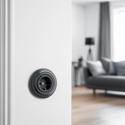 Kliklap - Presa domestica retrò con cornice SCHUKO 230V/16A antracite