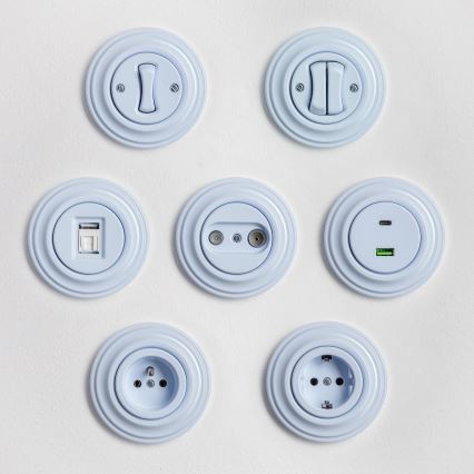 Kliklap - Presa domestica retrò con cornice SCHUKO 230V/16A blu