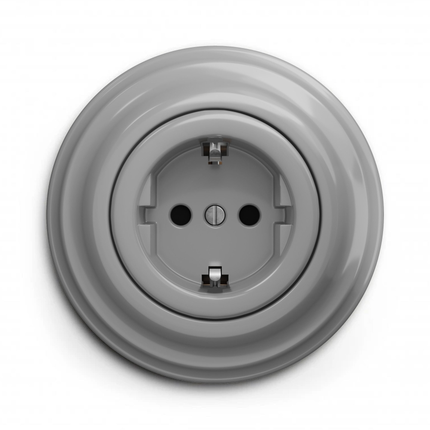 Kliklap - Presa domestica retrò con cornice SCHUKO 230V/16A grigia