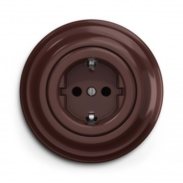 Kliklap - Presa domestica retro con cornice SCHUKO 230V/16A marrone