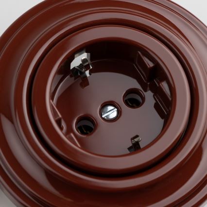 Kliklap - Presa domestica retro con cornice SCHUKO 230V/16A marrone