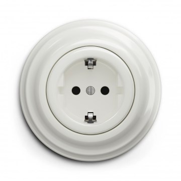 Kliklap - Presa domestica retrò con placca SCHUKO 230 V/16 A, bianca