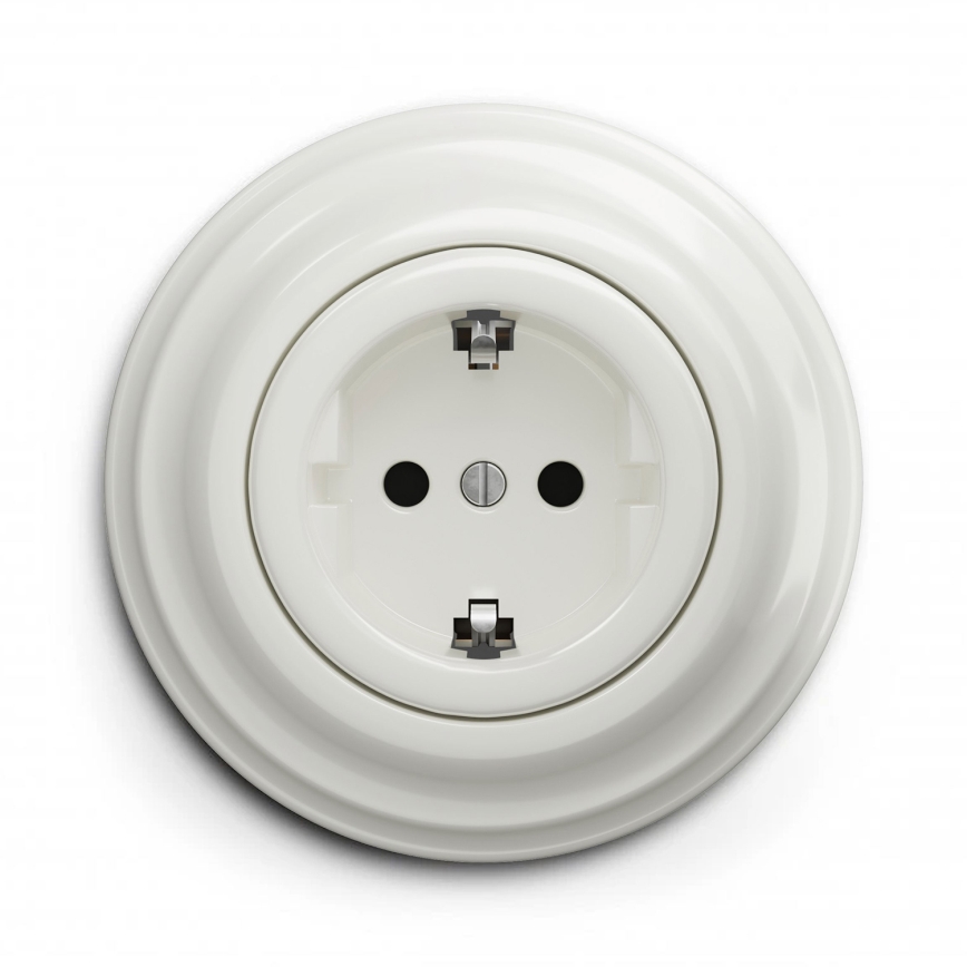 Kliklap - Presa domestica retrò con placca SCHUKO 230 V/16 A, bianca