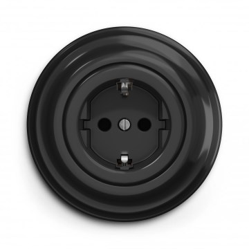 Kliklap - Presa domestica retrò con placca SCHUKO 230V/16A nera