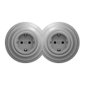 Kliklap - Presa domestica retro doppia con cornice SCHUKO 230V grigia