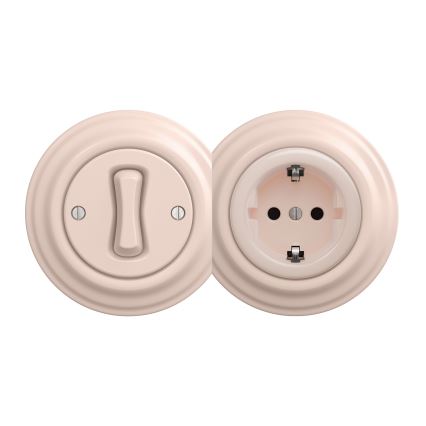 Kliklap - Presa domestica retrò SCHUKO 230V/16A senza cornice rosa antico