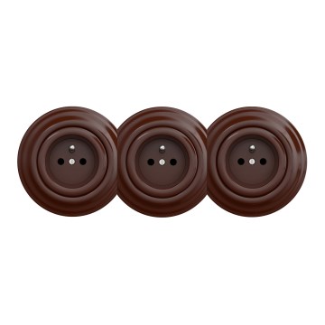 Kliklap - Presa domestica tripla in stile retrò con cornice 230V marrone