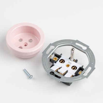 Kliklap - Presa domestica tripla in stile retrò con cornice 230V rosa antico