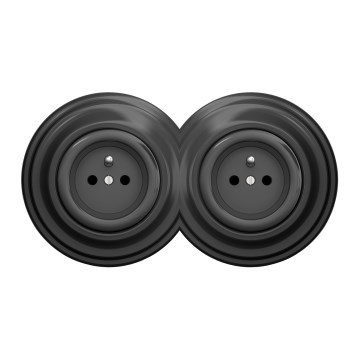 Kliklap - Presa doppia retrò con placca 230V antracite