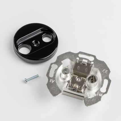 Kliklap - Presa passante TV+R in stile retrò con cornice nera