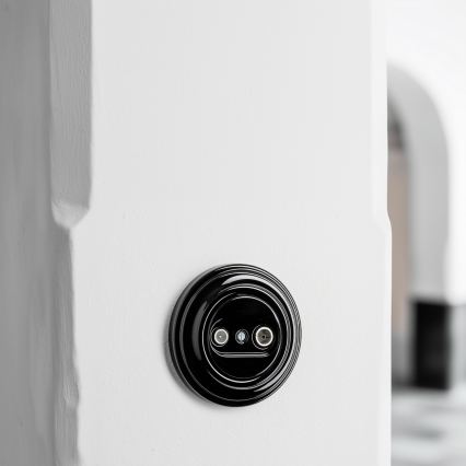 Kliklap - Presa passante TV+R in stile retrò con cornice nera