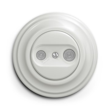Kliklap - Presa terminale TV+R in stile retrò con cornice, ceramica bianca