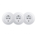 Kliklap - Presa tripla da parete in stile retrò con cornice SCHUKO 230V, bianco neve
