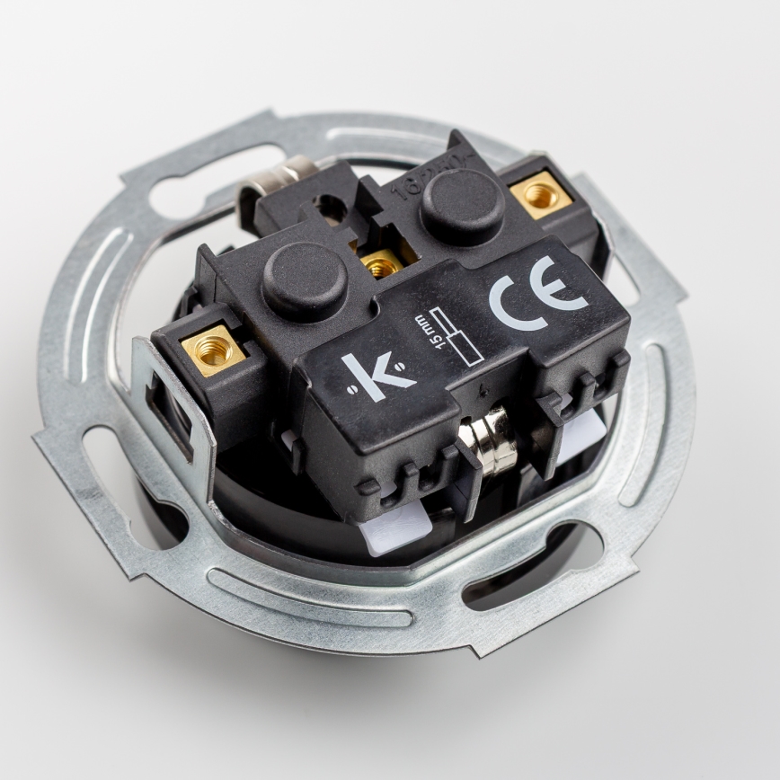 Kliklap - Presa tripla da parete in stile retrò con placca SCHUKO 230V, nera