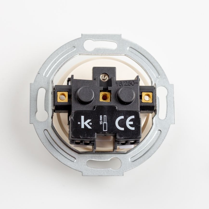 Kliklap - Presa tripla domestica in stile retrò con cornice 230 V beige