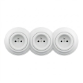 Kliklap - Presa tripla domestica in stile retrò con cornice 230 V, bianco neve