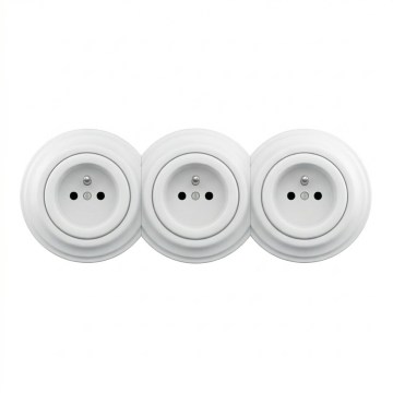 Kliklap - Presa tripla domestica in stile retrò con cornice 230 V, bianco neve