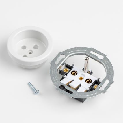 Kliklap - Presa tripla domestica in stile retrò con cornice 230 V, bianco neve