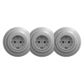 Kliklap - Presa tripla domestica in stile retrò con placca SCHUKO 230V, grigia