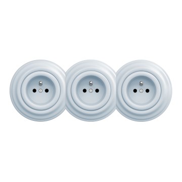 Kliklap - Presa tripla in stile retrò per uso domestico con cornice, 230 V, blu