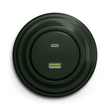 Kliklap - Presa USB A+C in stile retrò con cornice verde