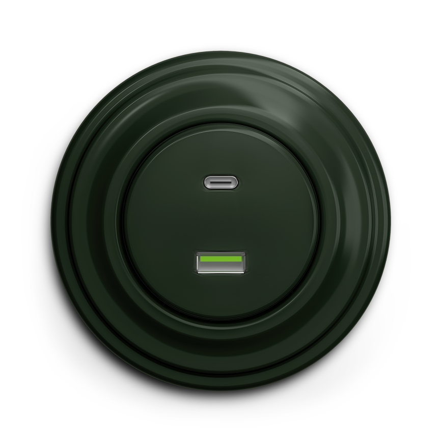 Kliklap - Presa USB A+C in stile retrò con cornice verde