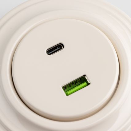 Kliklap - Presa USB A+C retrò con placca beige
