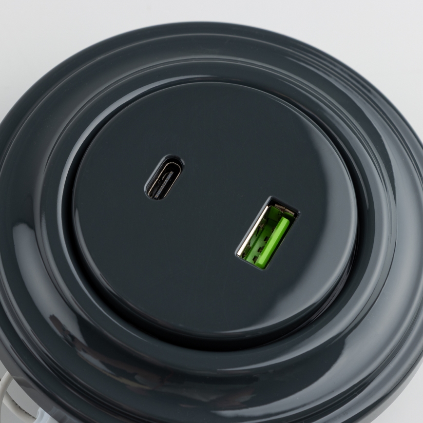 Kliklap - Presa USB Retro A+C con cornice antracite