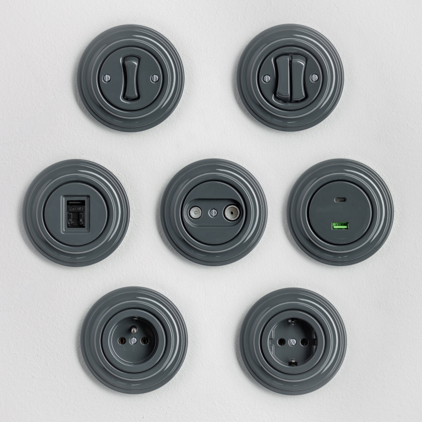 Kliklap - Presa USB Retro A+C con cornice antracite