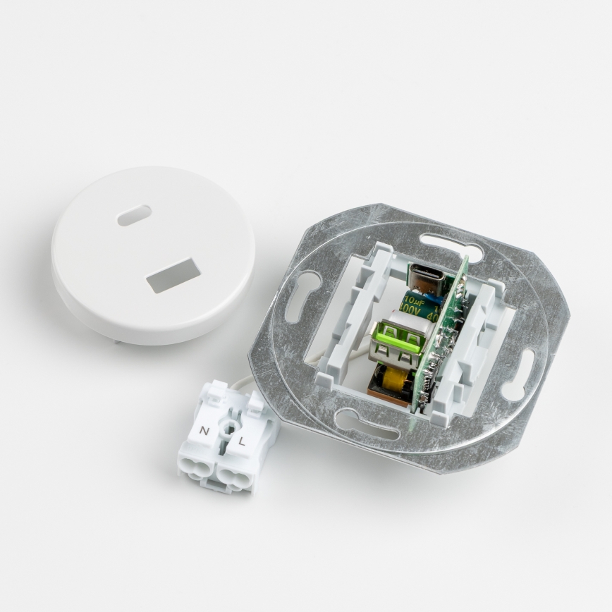 Kliklap - Presa USB retrò A+C con cornice, bianco neve