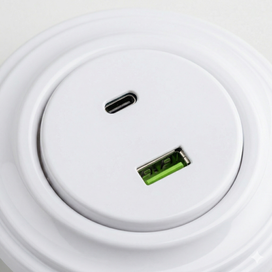 Kliklap - Presa USB retrò A+C con cornice, bianco neve