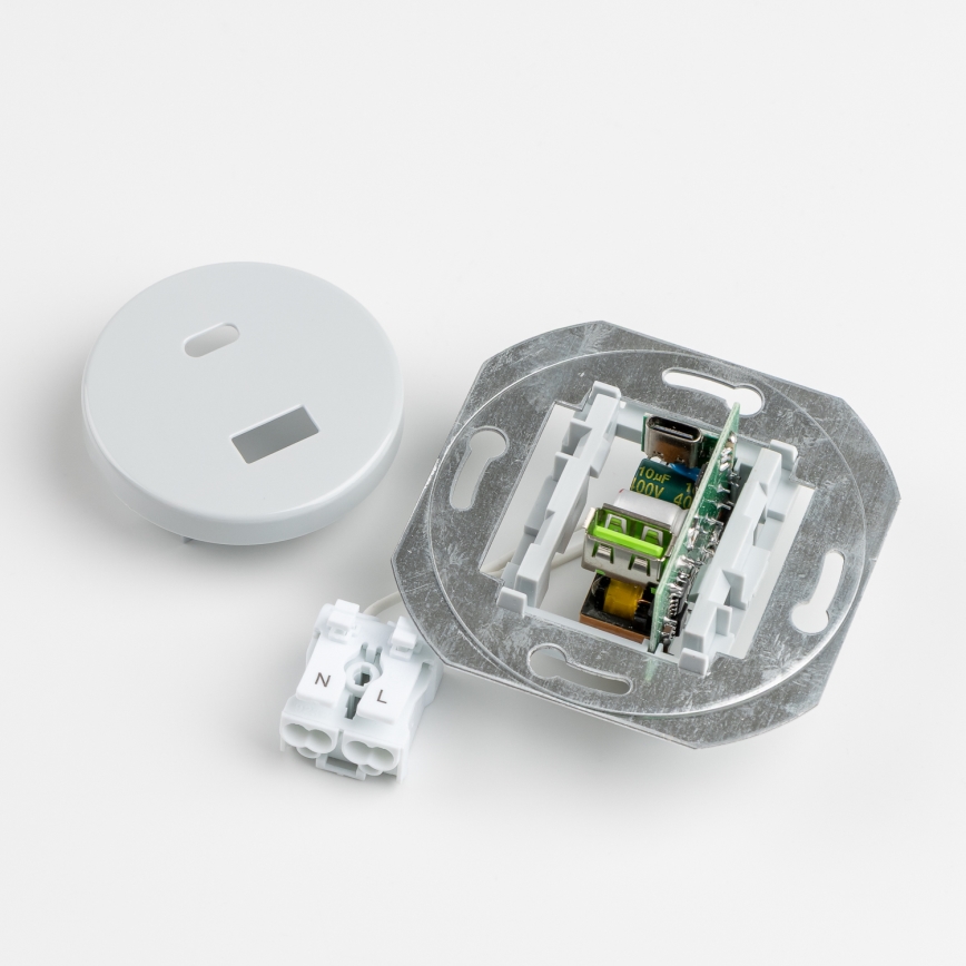 Kliklap - Presa USB Retro A+C con cornice grigia