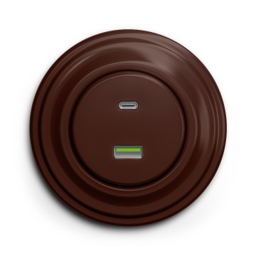 Kliklap - Presa USB Retro A+C con cornice marrone