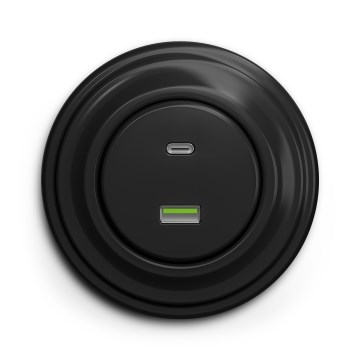 Kliklap - Presa USB retro A+C con cornice nera