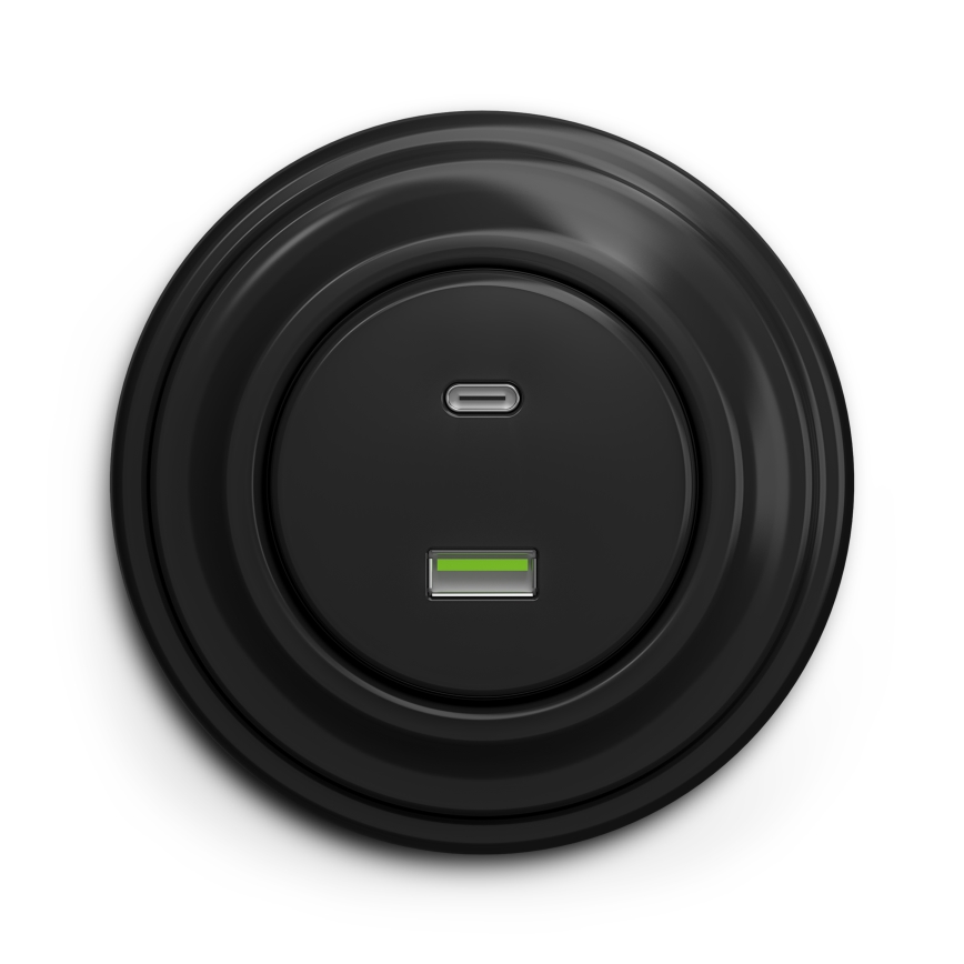 Kliklap - Presa USB retro A+C con cornice nera