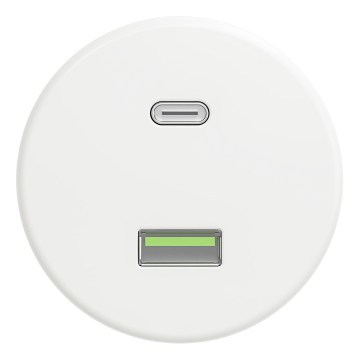 Kliklap - Presa USB retrò A+C senza cornice, bianco neve