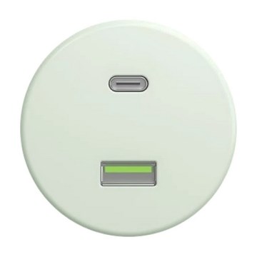 Kliklap - Presa USB retro A+C senza cornice, verde menta