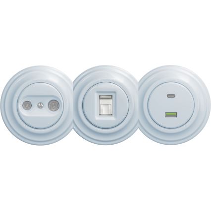 Kliklap - Presa USB vintage A+C senza cornice blu